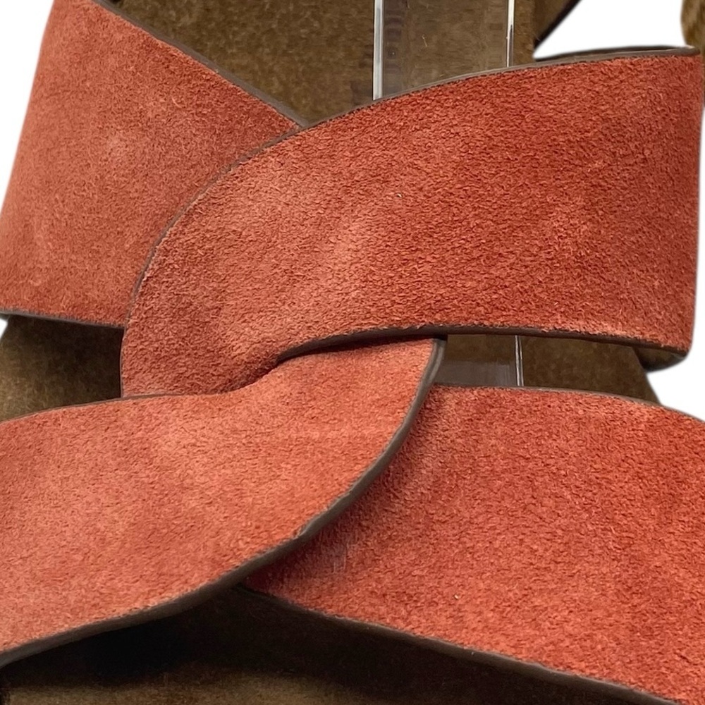 Sofft Womens Shoes Casidy Wedge Sandals 9.5 Coral Orange Suede Leather Platform - Picture 5 of 14